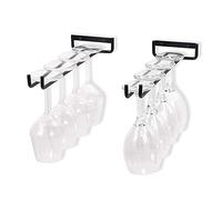 Roysmart Lot de 2 porte-verres à vin à suspendre - En métal - Pour comptoir de bar, cuisine - Noir