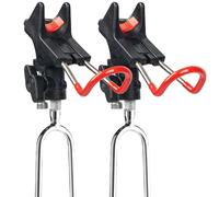 Roysmart Lot de 2 supports de canne à pêche universels réglables à 360 ° - Accessoires de pêche - Sol portable et amovible - Support de canne à pêche en acier inoxydable