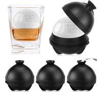 Roysmart Lot de 4 grands moules à glaçons en silicone avec couvercle entonnoir 2 en 1, réutilisables, ronds, pour bière, cocktail, whisky, vin