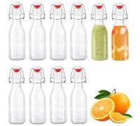 Roysmart Lot de 6 bouteilles en verre de 250 ml avec bouchon à étrier, petites bouteilles à remplir, bouteilles à bouchon mécanique à remplir, bouteilles pour huile, vinaigre, jus et limonade