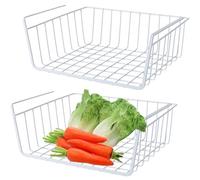 Roysmart Panier de rangement, lot de 2 paniers suspendus en métal, panier de rangement suspendu, panier suspendu pour étagère sous le meuble, panier suspendu en métal, organisateur de rangement pour