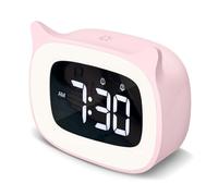 Roysmart Réveil Enfant Educatif, LED Veilleuses Pendules horloges de Chambre d'enfant Kid, Affichage Automatique Temps, 5 Couleurs,18 Type de Musique Cadeau d'anniversaire pour Fille Garcon - Rose