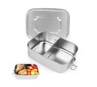 ROYUEXT Boîte à lunch en acier inoxydable avec 2 compartiments, boîte à lunch avec séparateur mobile, 800ml boîte à lunch en métal étanche pour les adultes enfants