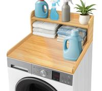 Royxen Comptoir de lave-linge avec étagère, comptoir à linge à 2 niveaux pour lave-linge et sèche-linge simples, noyau en bois massif pour l'organisation de la buanderie (chêne)