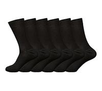 Rozgul Lot de 6 paires de chaussettes non élastiques en coton pour homme diabétique Noir uni Prise en main facile, Noir , 6-11