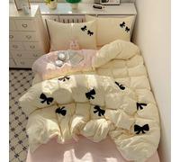 Rozhuhro Parure de lit Queen Size en Coton délavé à Carreaux, Parure de lit en Coton avec nœud brodé lit Vichy Chic à Carreaux Vintage Doux, Ensemble Housse de Couette 4 pièces,Yellow 1,Twin