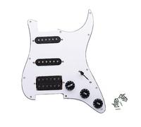 ROZILO Ensemble de micros blancs pré-câblés 3 plis pour guitare électrique SSH Chargé Humbucker Micro et boutons de commande pour Fender Stratocaster électrique