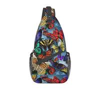 Rozmiar Sac à dos élégant avec motif papillon coloré dessiné à la main, sac à dos de loisirs, petit sac pour voyage, travail, papillon coloré dessiné à la main, taille unique, papillon coloré dessiné