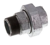 Rp 1 1/4'' x R 1 1/4'' F/M Fonte zinguée Mamelon double 3 pièces avec joint plat 25 Bar