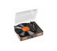 Fenton RP106DW - Platine Vinyle USB avec Haut-Parleurs Intégrés - Bois Foncé, Design Rétro, Arrêt Automatique, Convertisseur MP3, avec Capot Anti-poussière