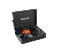 Fenton RP118B Platine Vinyle Valise Bluetooth avec Haut-Parleurs Intégrés, Style Cuir Noir, Emetteur Bluetooth, Lecture 33, 45 et 78 Tours, Idéal pour Décorer et Écouter Vos Vinyles