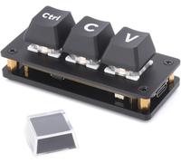 RP2040 3-Key Carte de Développement Ctrl C/V Clavier de Raccourci pour Programmeurs, Adopte RP2040 Microcontrôleur, Fonction de Touche Programmable, Double Port Type-C, Driver Free