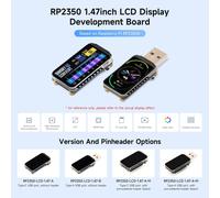 Rp2350 1.47Inch Display Development Board,172×320,262K Color,Rp2350 Dual-Core Microcontroller,150Mhz,With Colorful Rgb Led,Type-A Usb Port,Without Header
