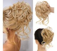 RPAEOY 2 Pièces Chignon Postiche Cheveux Elastique Postiches Bouclés Ondulés Chouchou Cheveux Naturel Faux Grande Chignon pour Femmes Fille (Doré)