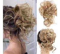 RPAEOY 2 Pièces Chignon Postiche Cheveux Elastique Postiches Bouclés Ondulés Chouchou Cheveux Naturel Faux Grande Chignon pour Femmes Fille (Marron clair)