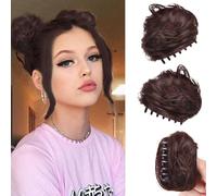 RPAEOY 2 Pièces Chignon Postiche Mini Cheveux Pince à Griffes Chouchou Cheveux Faux Naturels Chignons Synthétique Extensions à Clips Chignon pour Femmes (Marron foncé)