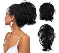 RPAEOY 20cm Court Queue de Cheval Chignon Extension avec Pince avec Fils Métalliques Pliables Naturel Synthétique pour Femmes Pince à Cheveux Queue de Cheval Coiffure