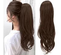 RPAEOY 66 cm Perruque Femme Naturelle Queue de Cheval Postiche Extension Cheveux Naturel Ondulé Bouclés Longue Synthétiques Griffe Claw on Ponytail(Noir)