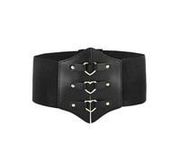 RPAEOY Ceinture Corset Femme Rivets Boucle Carrée Coeur Large en Cuir Élastique Rétro avec Boucle en Métal Ceintures de Taille pour Robes Manteaux Pardessus FêTe Jupe Tenue Quotidienne (#3)