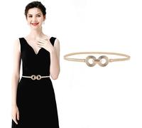 RPAEOY Ceinture Élastique Métallique Cercles Entrelacés Accessoire Taille Fine Ajustable Élégante Robe Soirée Tenue Habillée