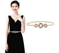 RPAEOY Ceinture Élastique Métallique Cercles Entrelacés Accessoire Taille Fine Ajustable Élégante Robe Soirée Tenue Habillée