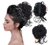 RPAEOY Chignon Postiche Cheveux Pince à Griffes Bouclés Ondulés Chouchou Cheveux Faux Naturels Chignons Synthétique Extensions à Clips Chignon pour Femmes (Noir)