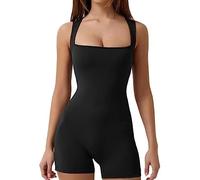 RPAEOY Combinaison Femme Été Combishort Col Carré Ensemble Sport Stretch Body Moulant Rompers Short Élégant chic pour Soirée Tenue Confortable
