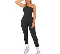 RPAEOY Combinaison Sport Femme Ete Asymétrique Une Épaule Combishort Moulant Jumpsuit Pantalon Long sans Manches Combinaisons Ete Élégant Tenue Soirée Yoga Fitness Casual