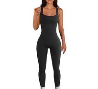RPAEOY Combinaison Sport Femme Été Combishort Côtelé sans Manches Pantalon Long Jumpsuit Yoga Fitness Casual chic Tenue Sportive Ensemble Fluide Bretelles