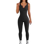 RPAEOY Combinaison Sport Femme Été Côtelée Jumpsuit sans Manches Moulante Combishort Ensemble Sportif Yoga Fitness Pantalon Long Fluide chic Tenue Sport