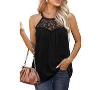 RPAEOY Débardeur Femme Tank Top Tops sans Manche Col Halter Dentelle Haut Chic Élégant Ample Coton Vêtement Été Décontracté Casual Mode Tendance