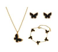 RPAEOY Ensemble Papillon Bijoux Plaqué Or 18k Collier Bracelet Boucles D'oreilles Chaîne Élégante Accessoires Femme