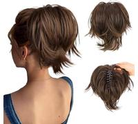 RPAEOY Extension Queue de Cheval Synthétique Bouclée pour Femmes Postiche Chignon Désordonné Chouchou Faux Ponytail Cheveux Naturel Hair Ondulé Hair Extensions (Marron Clair)