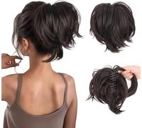 RPAEOY Extension Queue de Cheval Synthétique Bouclée pour Femmes Postiche Chignon Désordonné Chouchou Faux Ponytail Cheveux Naturel Hair Ondulé Hair Extensions (Marron Noir)