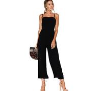 RPAEOY Femme Combinaison Sans Manche Chic Elegant Loose Pantalon Taille Haute Jumpsuit Sarouel Ample Combishort Salopettes Longues Romper Pour Soirée Cocktail Travail Noir XL