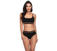 RPAEOY Maillot de Bain Femme 2 Pieces Cupshe Bikini Set Push up Bretelles Fines Bande Transparente Ensemble Sculptant Gainant Maillots Two Pièce Stylé Élégant Plage Natation Vacances