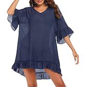 RPAEOY Pareo Femme Plage Tunique Volantée Cache Maillot de Bain Robe Ete Boheme Beachwear Léger Couvrir Bikini Cover up Vacances Bord de Mer