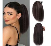 Rpaeoy Perruque Queue De Cheval Longue Ondulée Avec Pince Extension De Cheveux Synthétiques Accessoire Coiffure Élégant Pour Un Look Volumineux Et Naturel(Brown Black)