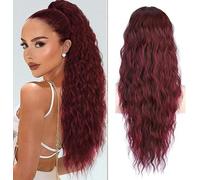 RPAEOY Ponytail Cheveux Naturel Wave Bouclé 26 Pouces Drawstring Longue Queue De Cheval Cheveux Extension Ponytail Synthétique Postiche (#1)