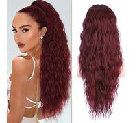 RPAEOY Ponytail Cheveux Naturel Wave Bouclé 26 Pouces Drawstring Longue Queue De Cheval Cheveux Extension Ponytail Synthétique Postiche (#2)