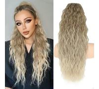 RPAEOY Ponytail Cheveux Naturel Wave Bouclé 26 Pouces Drawstring Longue Queue De Cheval Cheveux Extension Ponytail Synthétique Postiche (#4)