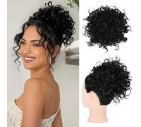 RPAEOY Queue Bouclée Cheveux Courts Synthétiques Chignon Messy Curly Postiche Cordon Élastique Extension Capillaire Volumineuse Queue Haute