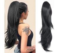 RPAEOY Queue Cordon Longue Extension Cheveux Naturel Ponytail Synthétique Lisse 60cm Coiffure Rapide Attache Facile