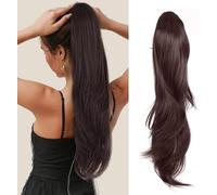 RPAEOY Queue Cordon Longue Extension Cheveux Naturel Ponytail Synthétique Lisse 60cm Coiffure Rapide Attache Facile