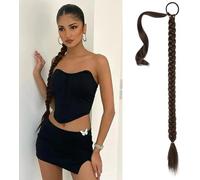 RPAEOY Queue de Cheval Extension Longue Ponytail Cheveux Synthétique Postiche DIY Naturel Droit Lisse A Clip Tresses Cheveux Postiche Queue de Cheval Pour Femme Marron