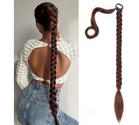RPAEOY Queue de Cheval Extension Longue Ponytail Cheveux Synthétique Postiche DIY Naturel Droit Lisse A Clip Tresses Cheveux Postiche Queue de Cheval Pour Femme brun foncé