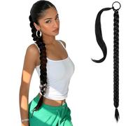 RPAEOY Queue de Cheval Extension Longue Ponytail Cheveux Synthétique Postiche DIY Naturel Droit Lisse A Clip Tresses Cheveux Postiche Queue de Cheval Pour Femme Noir