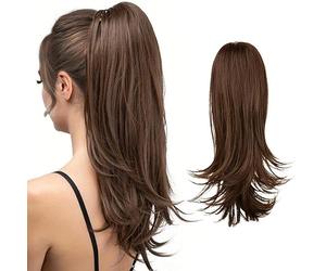 RPAEOY Queue Pince Cheveux Synthétique Extension Longue Lisse Ondulée Naturelle Coiffure Élégante Facile Quotidienne