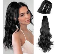 RPAEOY Queue Pince Ondulée Extension Cheveux Longue 55cm Postiche Synthétique Naturel Coiffure Rapide Clip Facile