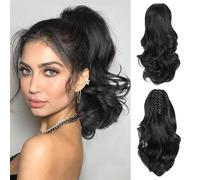 RPAEOY Queue Postiche Cheveux Bouclés Ondulés Extension Capillaire Synthétique Pince Griffe Volumateur Coiffure Naturelle